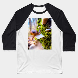 whimsical snail and mushroom photo Baseball T-Shirt